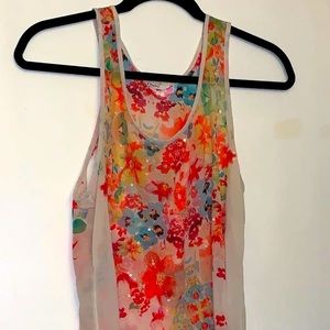 Colorful floral women’s mesh tank top